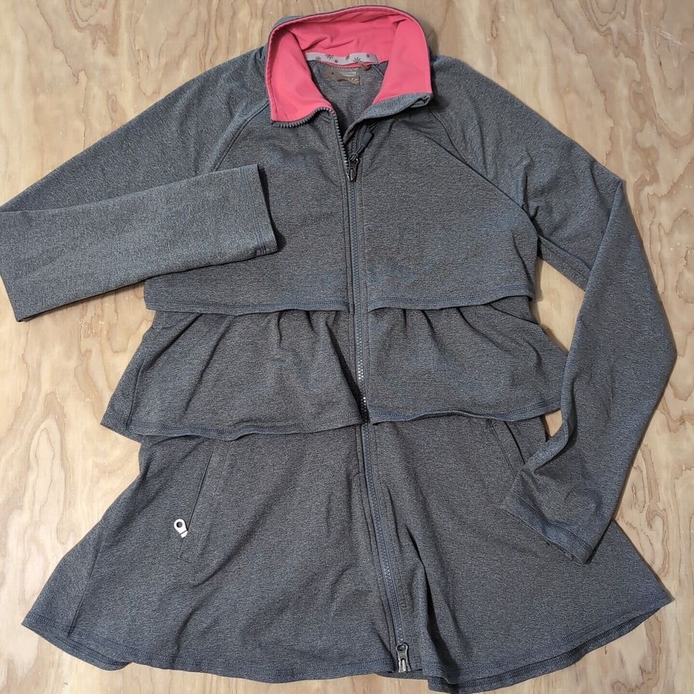 Athleta Renew Jacket 3 Tier Jacket Gray Size Small Nylon‎ Spandex Blend Full Zip